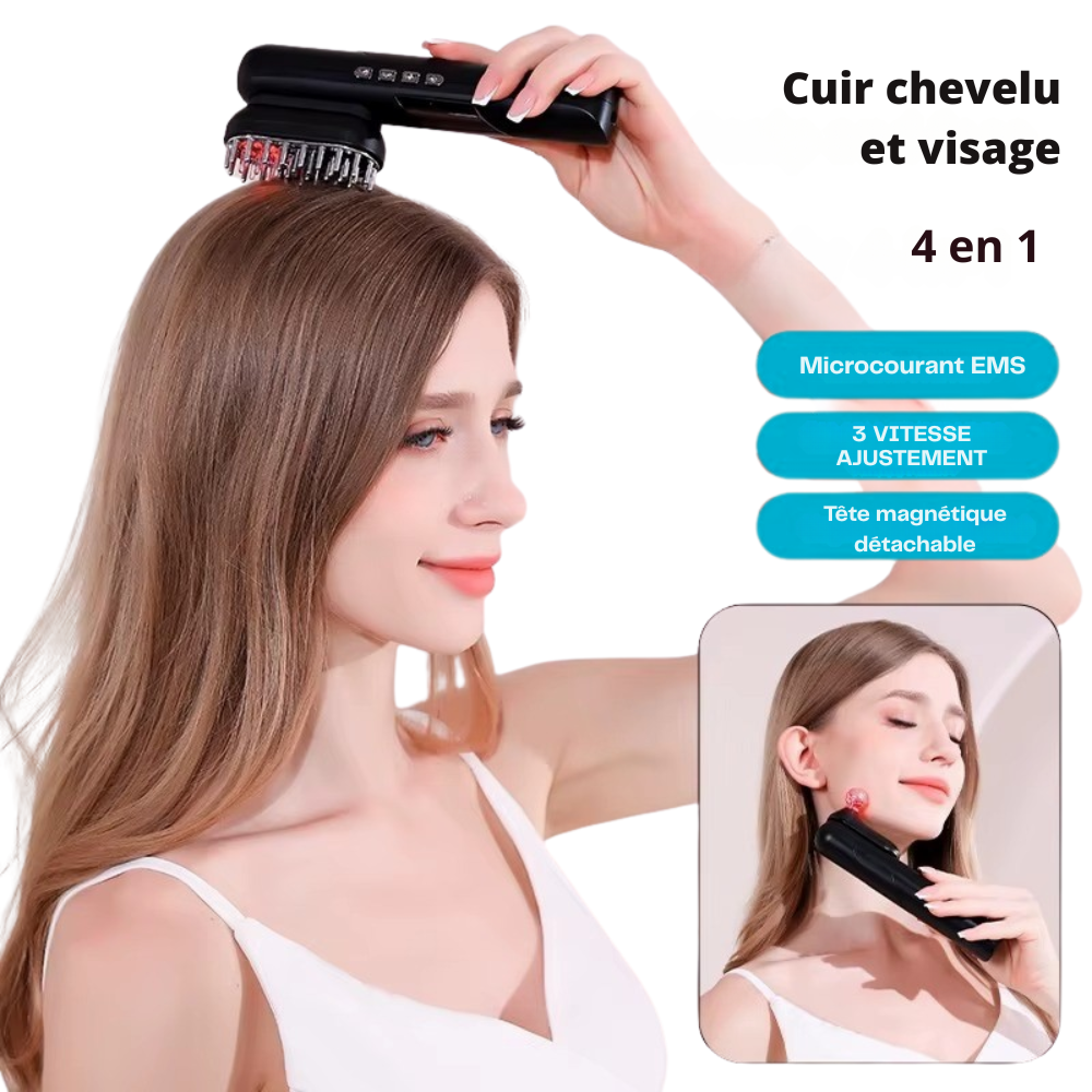 HEAD MASSGER COMB 4 en 1 - Peigne Massant Électrique Multifonctions – Soin & Croissance Cheveux